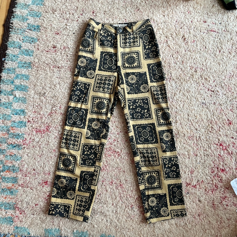 June painter pant in deadstock patchwork fabric